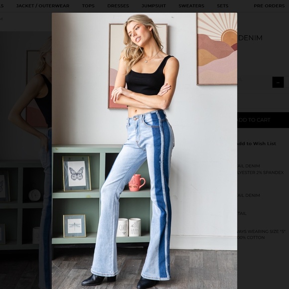 OLI & HALI “ Big Sky “ OLI and HALI Washed Two Tone Flare Jeans Pants BR62 - Picture 6 of 8